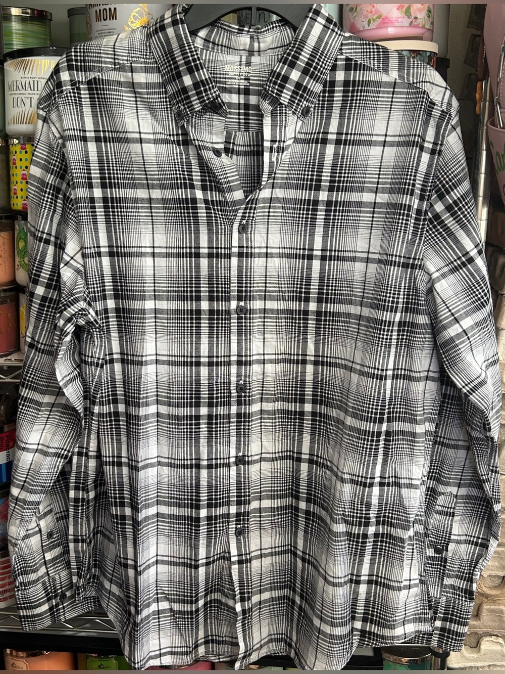 Mossimo Supply Co. Black and White Plaid Dress Shirt